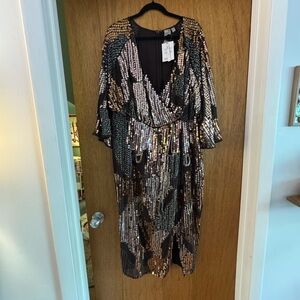 ASOS Design Curve midi kimono dress sequin embellished